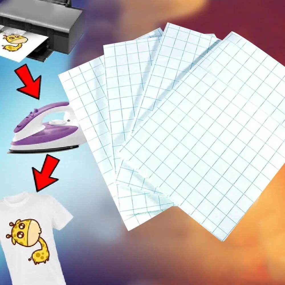 

5pcs A4 Heat Transfer Paper For Inkjet Printers Light Fabric Paper Quality T-Shirt Photo Prints Color Transfers N6G7