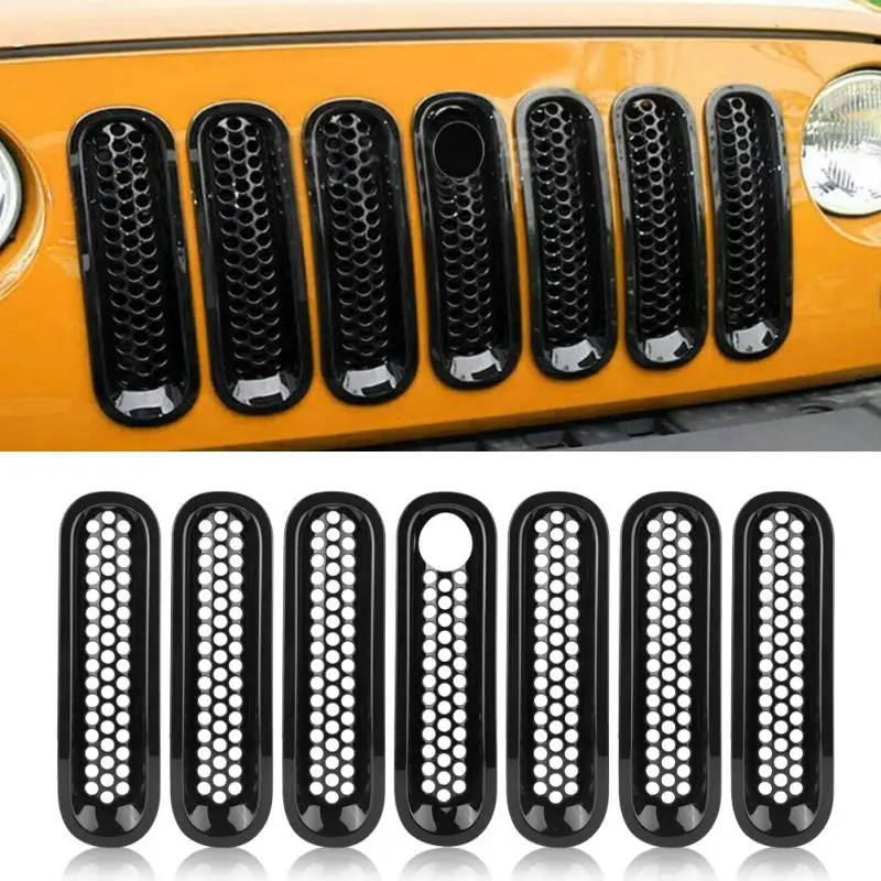 7 шт. передняя решетка гриля для Jeep Wrangler Rubicon Sahara Jk 2008 2017|Гоночные решетки| |