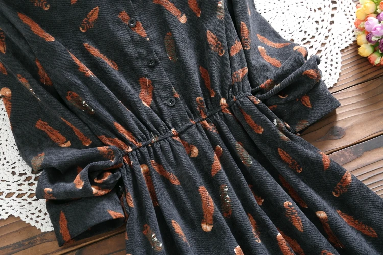 Весенне-осенние женские платья Sennu's новое вельветовое платье средней длины с