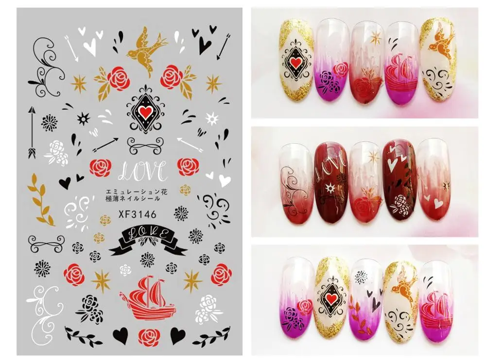 1 лист стикер для дизайна ногтей ультра тонкий японский стиль 3D украшение цветок