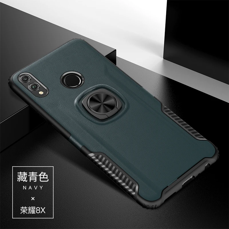 Для Honor 8X Max чехол, роскошный рыцарь, броня, задняя крышка для huawei Honor8X, Прочный Гибридный автомобильный держатель, кронштейн, чехол для телефона(XS0418 - Цвет: Тёмно-синий