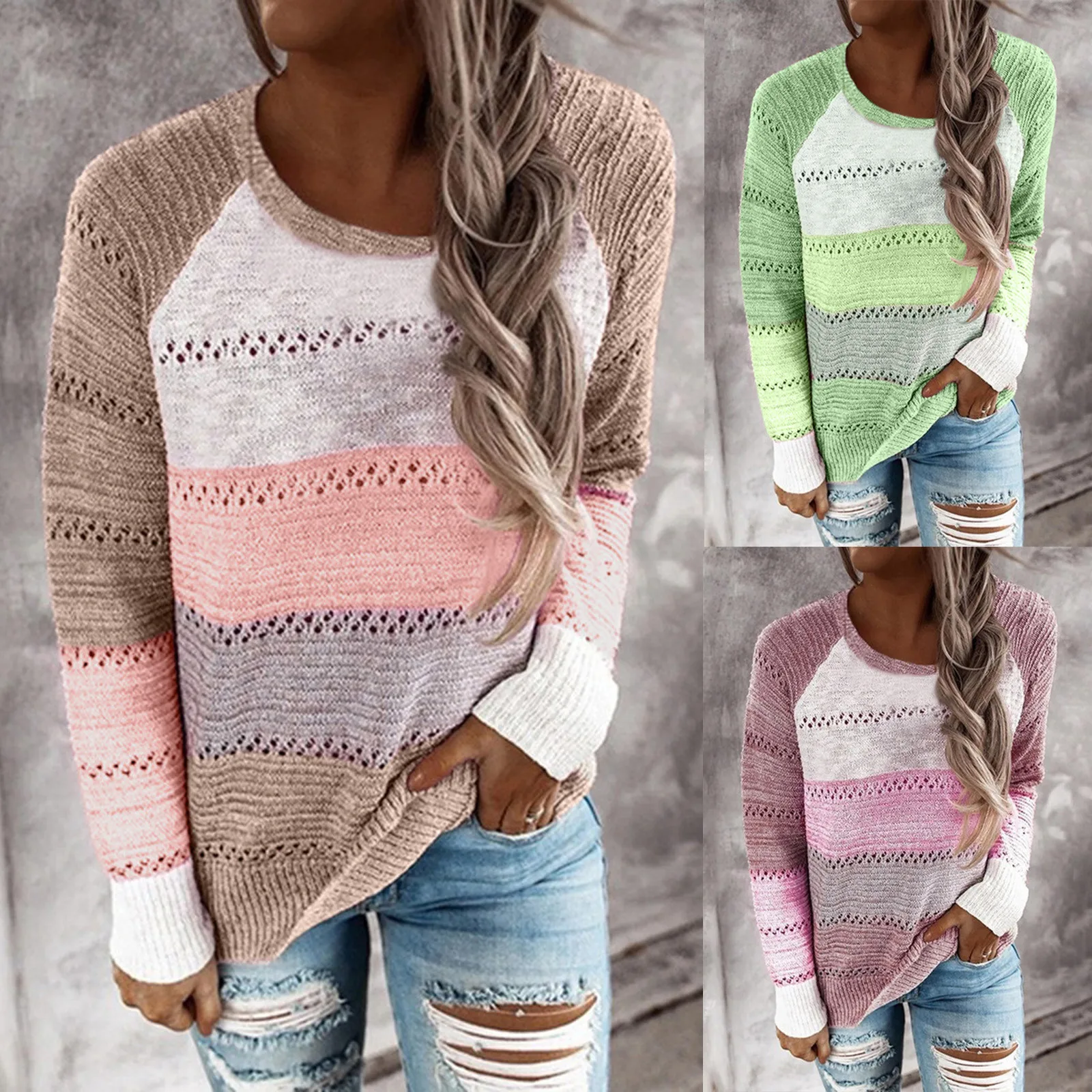 

Женские пуловеры с длинным рукавом и круглым вырезом