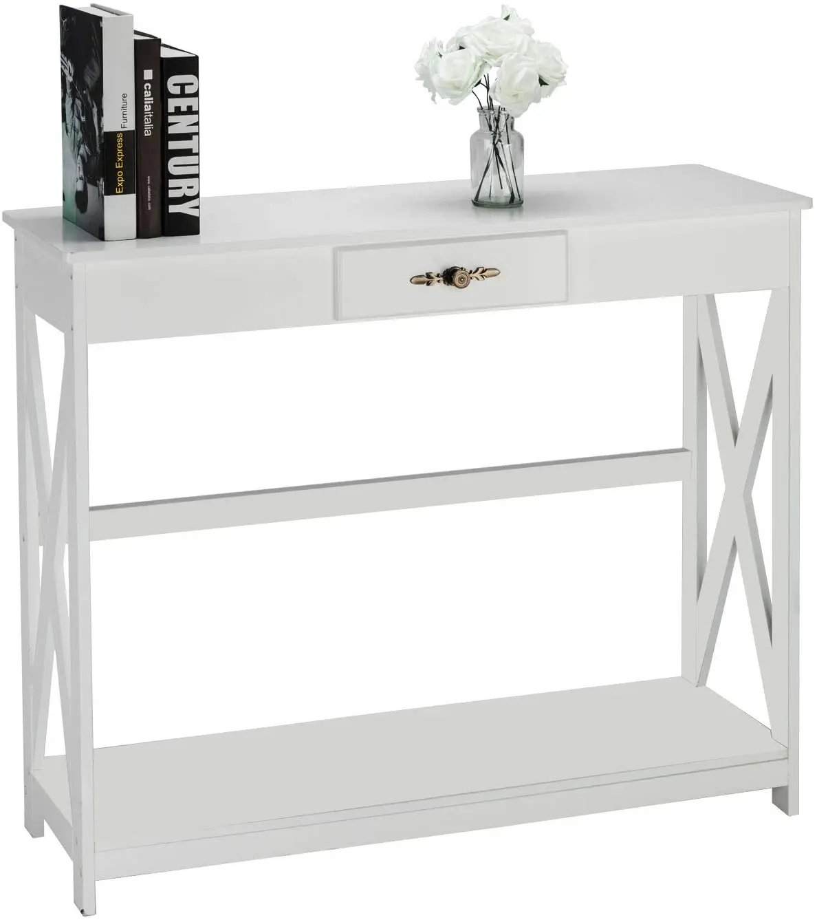 

Living Room Furniture Cabinet White Entryway Sofa Table with Drawer And Shelf Slim Console Table with Storage for Hallway Foyer