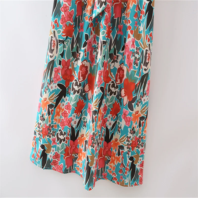 

2021 Women's Fashion Color Nine-Point Sleeve Dress Spring & Autumn Sexy Deep V-Neck Bow Tie Belt Long Holiday Party Beach Dress