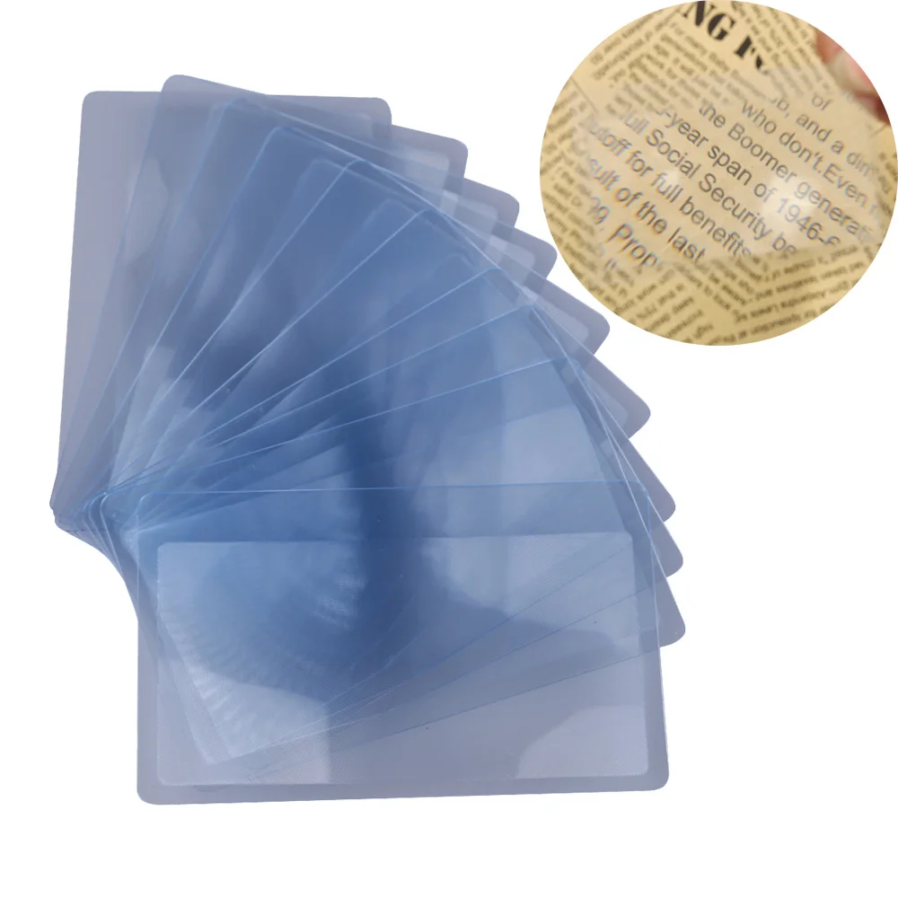 

1/10 PCS Magnifier Magnification Magnifying Fresnel LENS Portable Pocket Transparent magnifying glass Credit Card Size