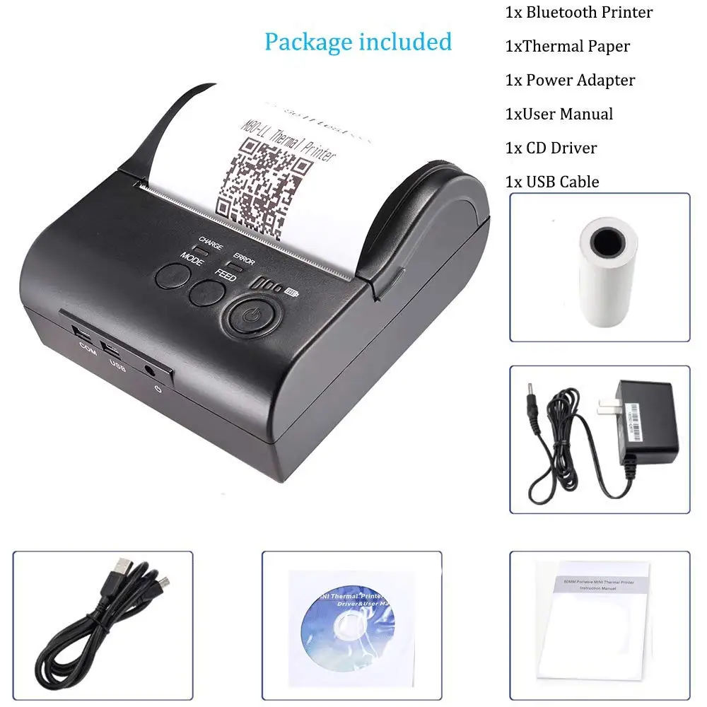 IssyzonePos Bluetooth Android iOS термопринтер Мини 80 мм чековый принтер штрих-код мобильный принтер Бесплатный POS приложение билетов розничная торговля