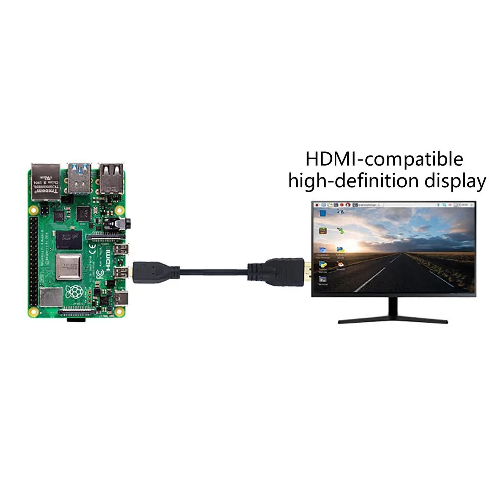 4K 1 5 м черный Micro HDMI совместимый с кабель для Raspberry Pi 4 Модель B адаптер