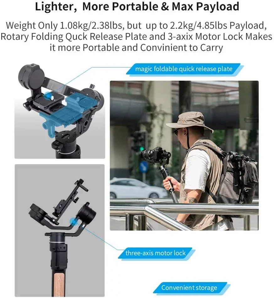 FEIYUTECH AK2000C камера стабилизатор складной Release Plate DSLR Стабилизатор 3 оси камеры Gimbal