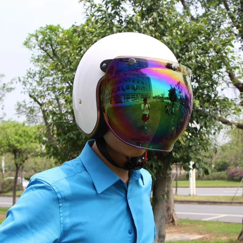 

Hot selling motorcycle helmet lens bubble mirror half helmet retro helmet flying helmet three button lens belt frame