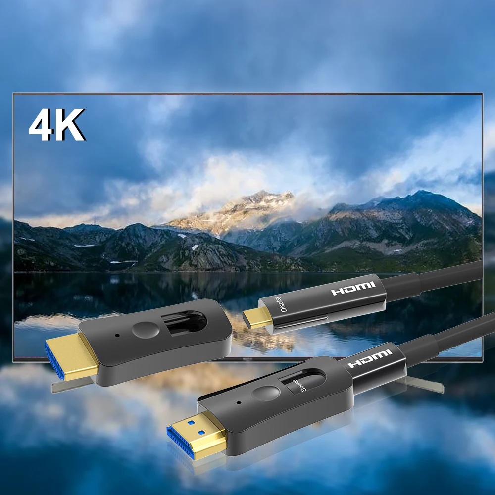 

FDBRO Hdmi Optical Cable Hdmi2.0 4K @ 60Hz Fiber Ad To Ad Dtype End Double-Head Drawable Support 150 Meters Transmissio