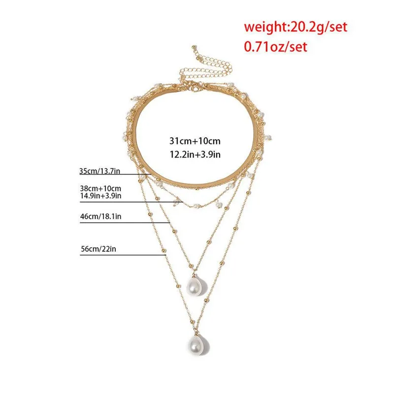 

2021 New Multi Layer Long Necklace for Women Imitation Pearl Choker Necklace Collars Statement Necklace Summer Jewelry