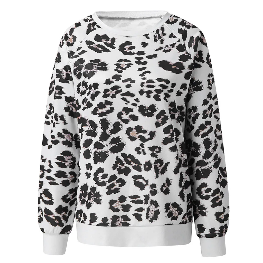 Женская Свободная блузка CHAMSGEND с круглым вырезом и леопардовым принтом