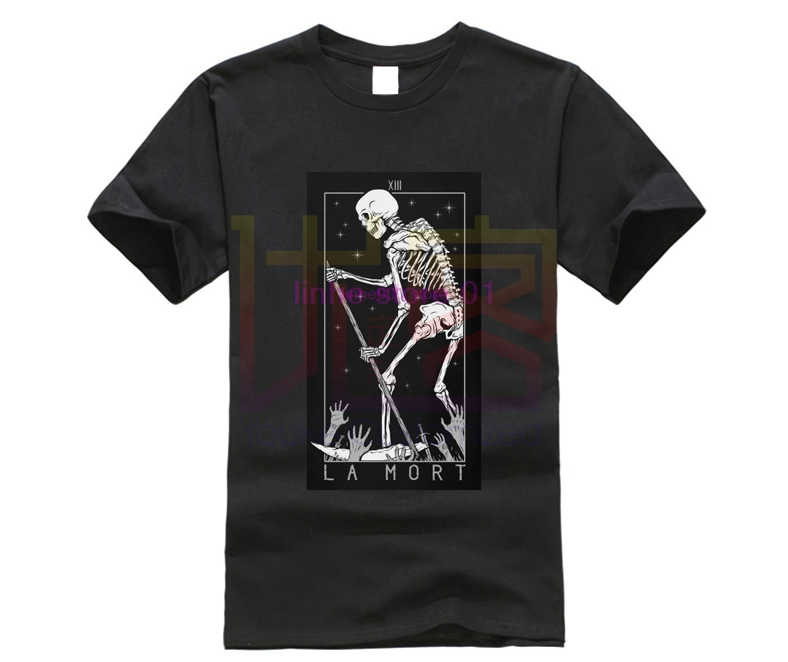 Футболка мужская с принтом черепа и скелета хлопковая хипстерская рубашка