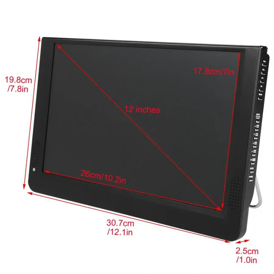 LEADSTAR 12 дюймов Портативный Мини ТВ поддерживает DVB-T/T2/H265/Hevc Dolby Ac3 1280*800 карты памяти