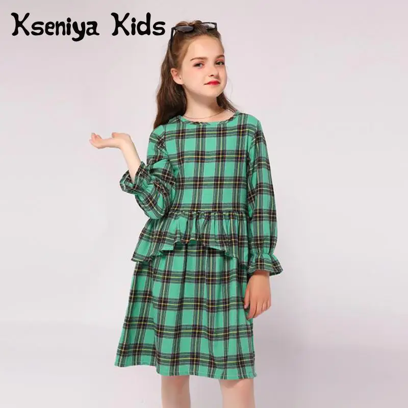 Kseniya Kids/ дизайн; хлопковое шерстяное теплое платье с длинными рукавами для девочек; платье с рюшами для детей от 2 до 9 лет