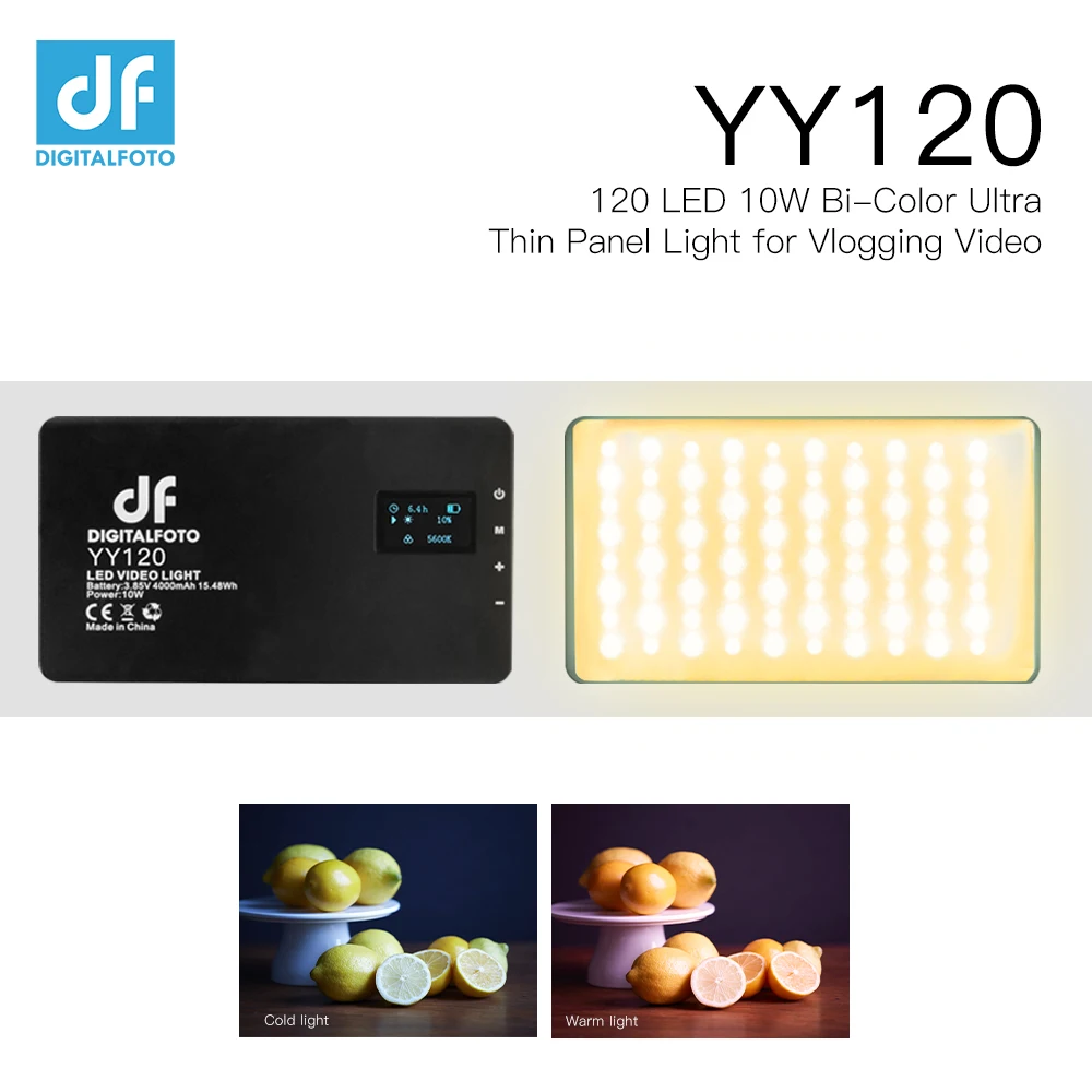 

DF YY120 LED 10W Bi-color Dimmable ultra Thin Panel light for vlogging video DSLR YouTube photo studio