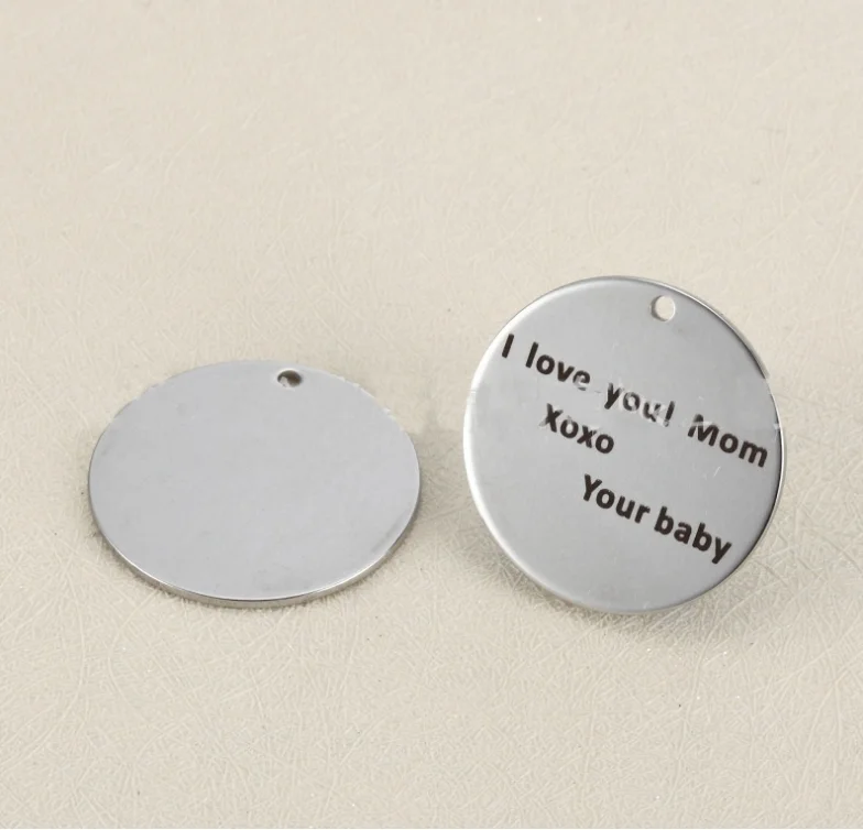 

20pcs/lot 25mm Stainless Steel Mother's Day Gifts Charms Engrave "I love you! Mom Xoxo Your baby " Never Fade