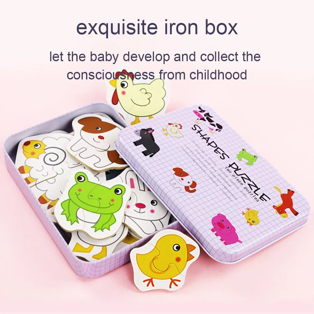 Деревянные игрушки головоломка для детей 3 лет с железной коробкой