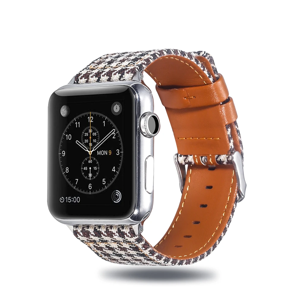 Холщовый ремешок для часов для Apple Watch 38 мм 42 мм 40 мм 44 мм нейлоновый кожаный ремешок для часов браслет для iWatch Series 5/4/3/2/1