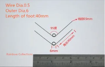 10 шт. 0,5*6*40 мм* 2 Круги 304 нержавеющая сталь маленький 95 градусов торсионный пружинный инструмент DIY
