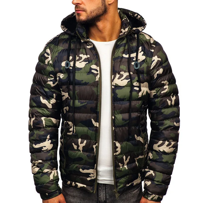 ZOGAA Fall/winter New Style Men's Cotton-padded Jacket Fashion Hooded Warm Camouflage Cotton-padded Jacket Casual Padded Jacket