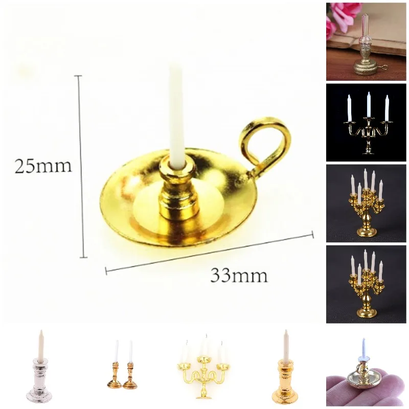 

Cute 1:12 Dollhouse Miniature Furniture Toys Candle Holder Candlesticks Model Pretend Play House Toys for Kids Children