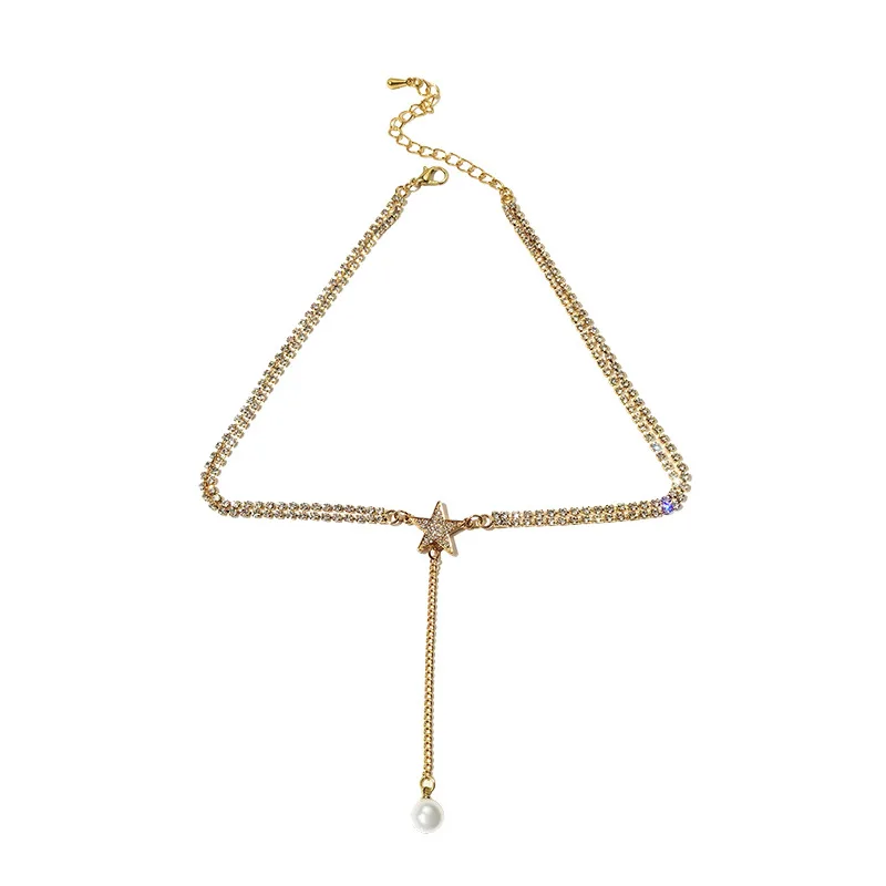 

USTAR Fashion Star Choker Necklaces for Women Bijoux Long Tassel Pendant Necklaces Accessories Jewelry Gifts