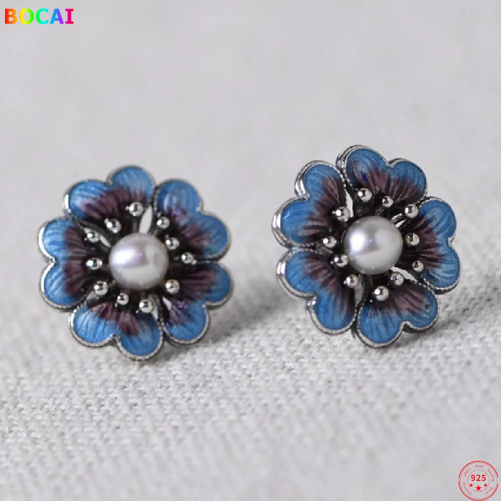 

Женские серьги-гвоздики из серебра 100% пробы с эмалью