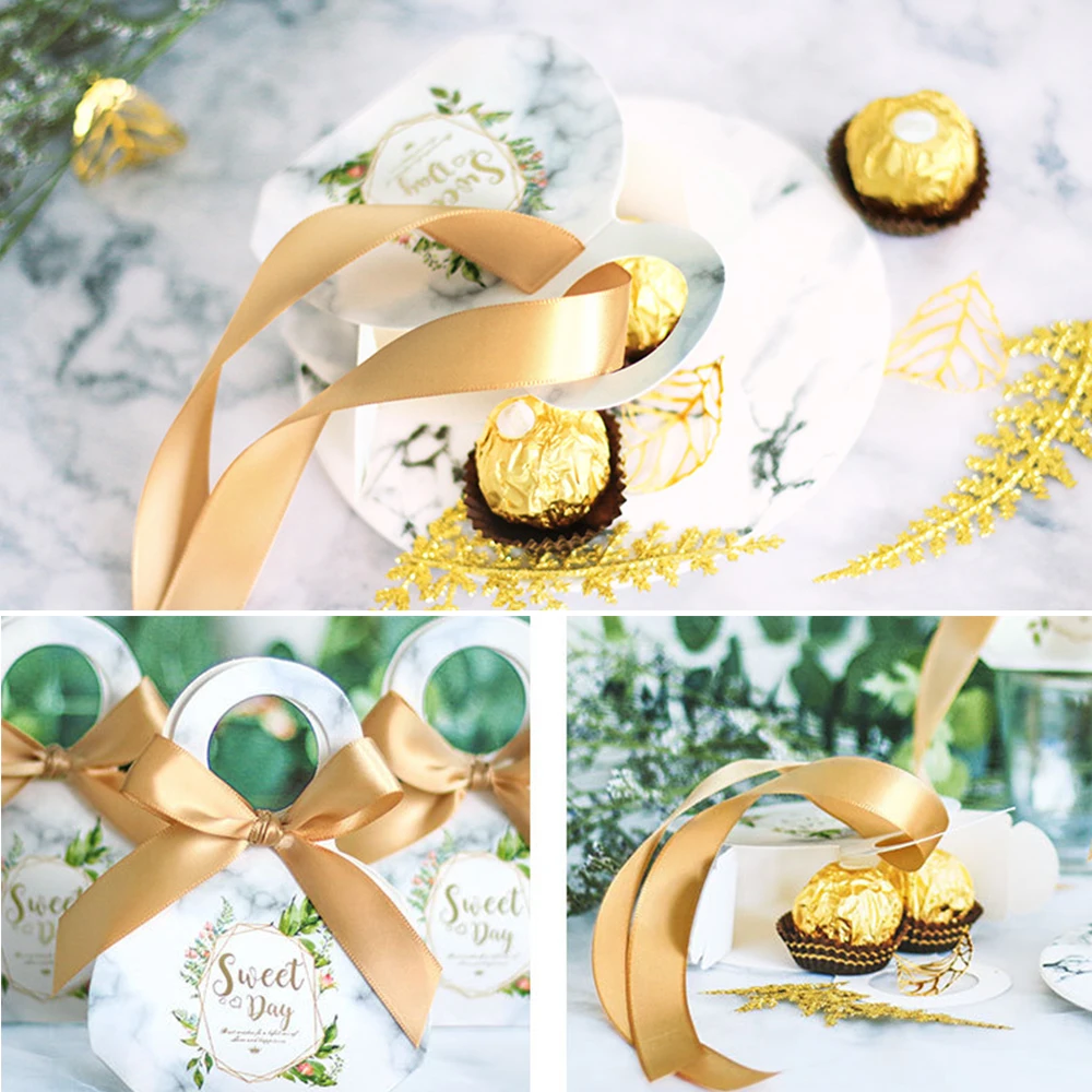 20 шт Свадебная конфетная коробка с лентой для упаковки конфет Коробки Свадебные
