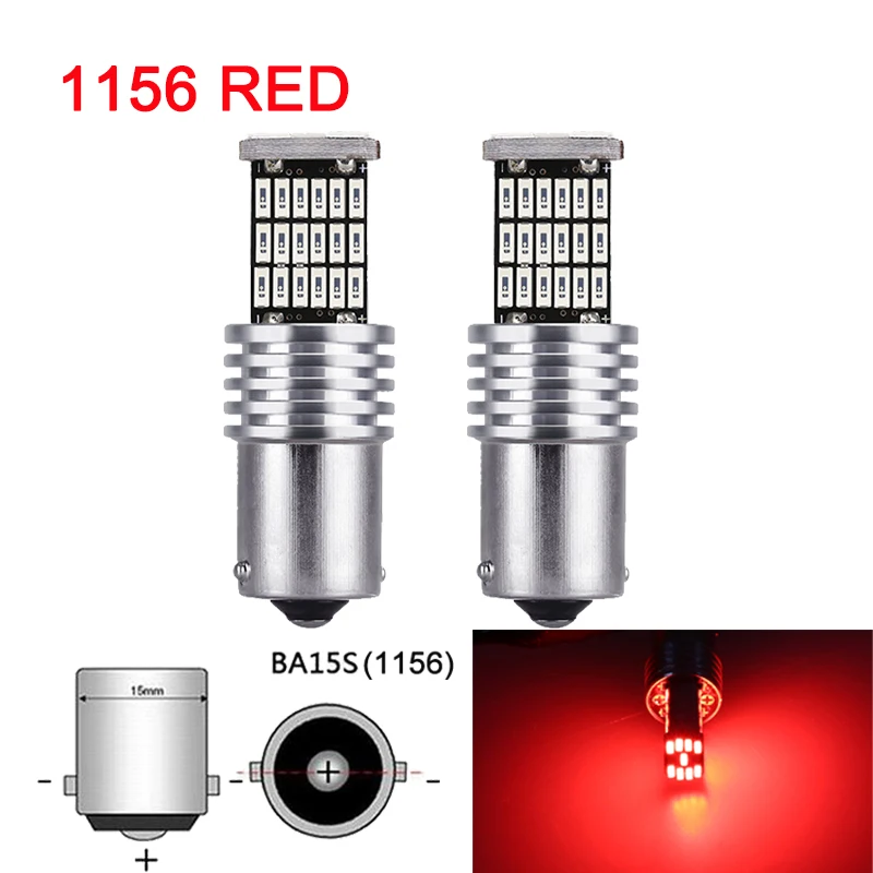 1156( Ba15s ) Red 2 шт. P21W 1156 Ba15s светодиодный автомобильный сигнальный светильник Bay15d 1157 светодиодный светильник Canbus 12 в 6000 К 45SMD Автомобильный задний тормоз парковочная лампа без ошибок - Испускаемый цвет: 1156( Ba15s ) Red