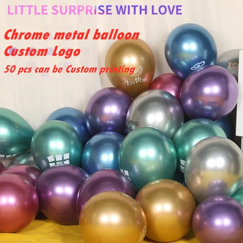 

Factory Direct 12 Inch 10 Inch Balloon Metal Decor Wedding Bedroom Background Wall Layout Chrome Balloon Custom LOGO Printing