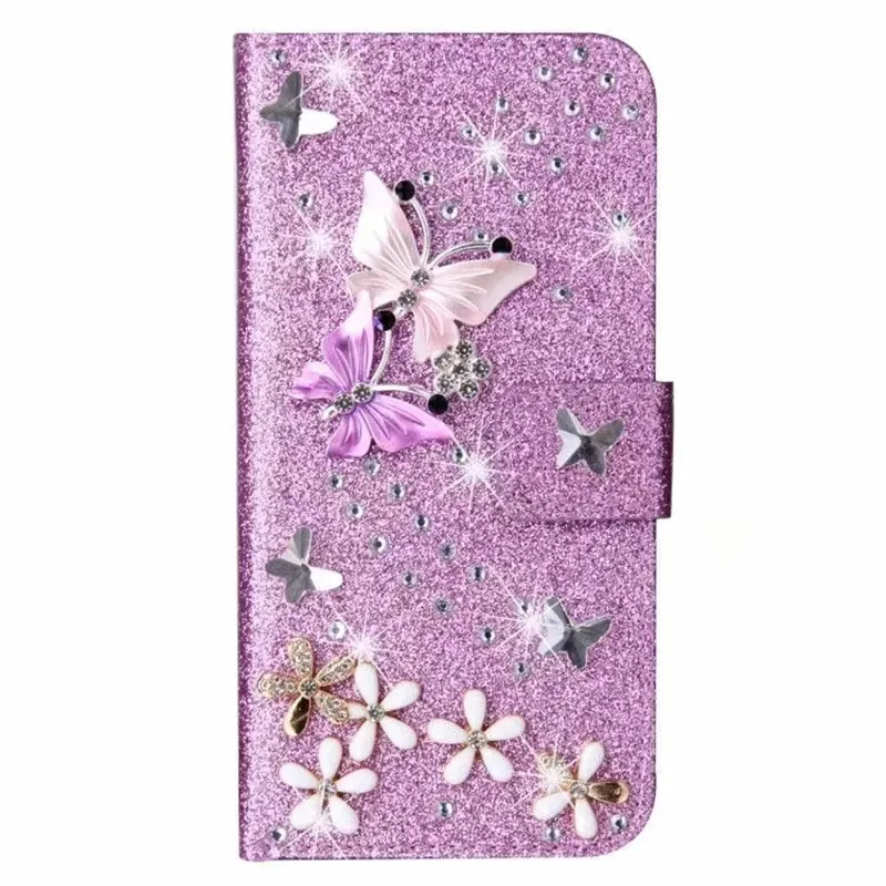 

For OnePlus 7 Pro Luxury Bling Diamond Pink Butterfly Case For OnePlus 7 Pro Flip Wallet Case Cover Capa