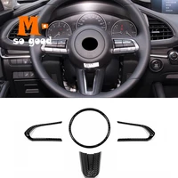 car steering wheel button frame cover trim sticker abs carbon fibre styling for mazda cx 30 2019 2020 interior accessories