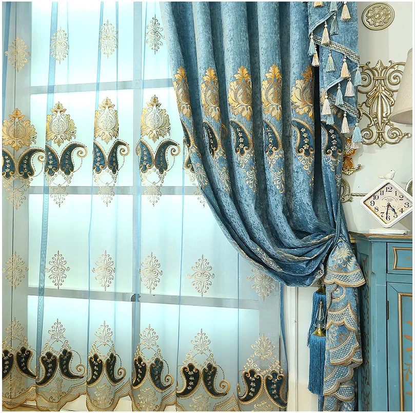 Роскошные европейские шенильные шторы с вышивкой утолщенные для спальни