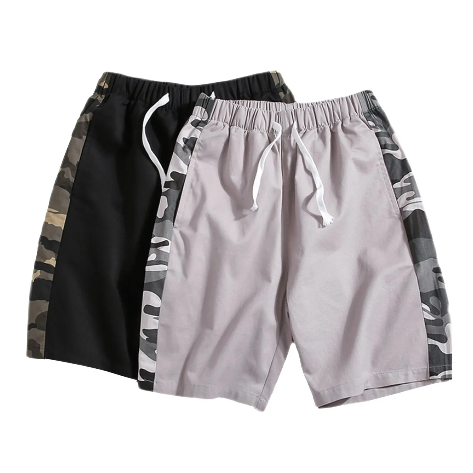

Fashion Men's Summer Cotton Camouflage Patchwork Loose High Waist Casual Comfortable Sports Lace-Up Shorts Pantalones Hombre#g3