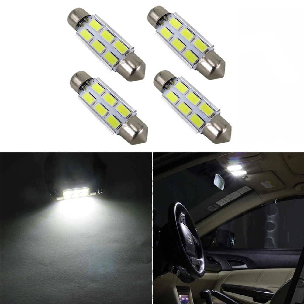 WLJH 4x Автомобильный светодиодный светильник 31 мм 36 39 41 Festoon C5W 5630 SMD 12V купольный