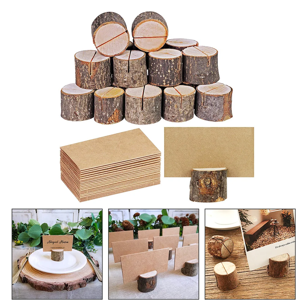 

1 Set DIY Ornament Wooden Log Stump Note Holder Photo Folder With Paper Cards