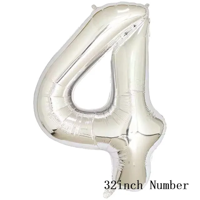 32inch Number 4 Золотистый, серебристый, металлический латексный воздушный шар 18 30 40 50 60 70 80 90 лет с номером в честь Дня Рождения вечерние воздушные шары из фольги для взрослых - Цвет: 32inch Number 4