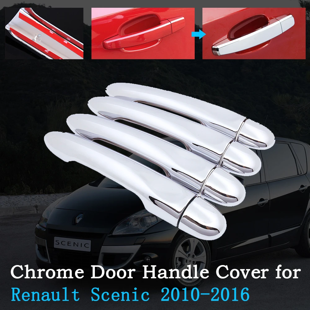 

Chrome Car Door Handle Cover for Renault Grand Scenic III XMOD 2010~2016 Trim Set Exterior Accessories 2011 2012 2013 2014 2015