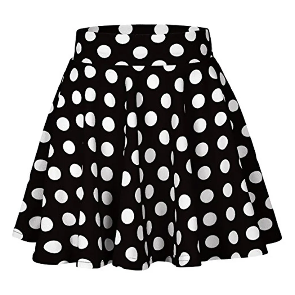 Party Cocktail Summer Women Dot Printed Skirt High Waist Midi Red Black White Colors Falda de mujer Jupe femme 1.14 | Женская одежда