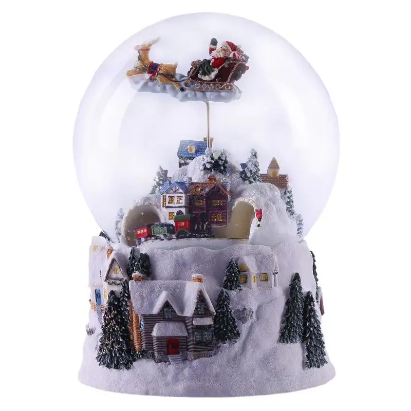 

Crystal Ball Resin Music Box With Light Santa Claus Rotatable Luminous Music Boxes Christmas Gift For Friend Home Decoration