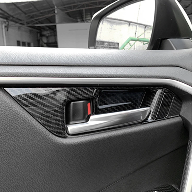 Carbon Line Plastic Door Handle Trim For Toyota RAV4 2020 Interior Bowl Cover CAR ACCESSORIES |