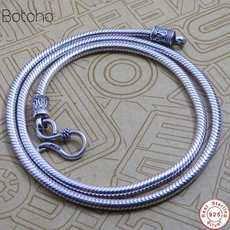

Однотонное оптовое 100% Настоящее чистое ожерелье из стерлингового серебра S925 3 мм толстая цепочка для мужчин подарок тайское серебро длинно...