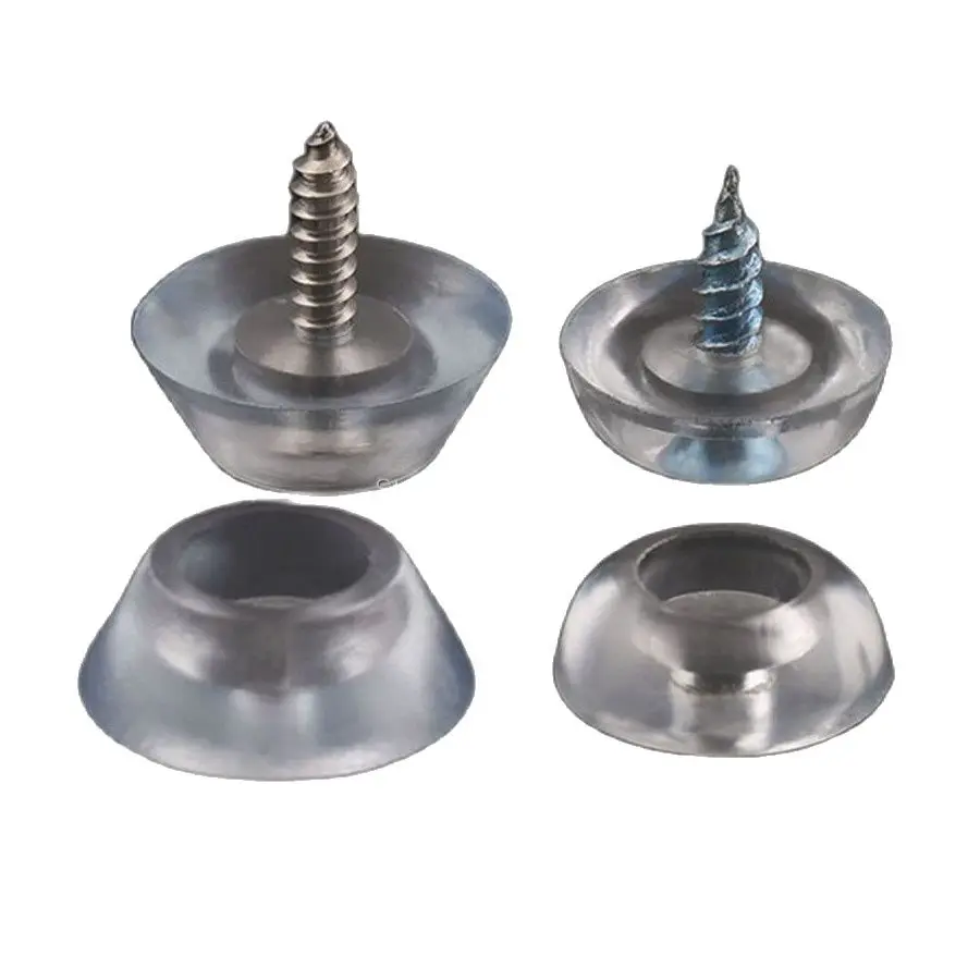 

20mm Diameter Transparent Silicone Pad Anti-slip Washer With M3.5x16mm SS Countersunk Self Tapping Screw For Furniture Foot
