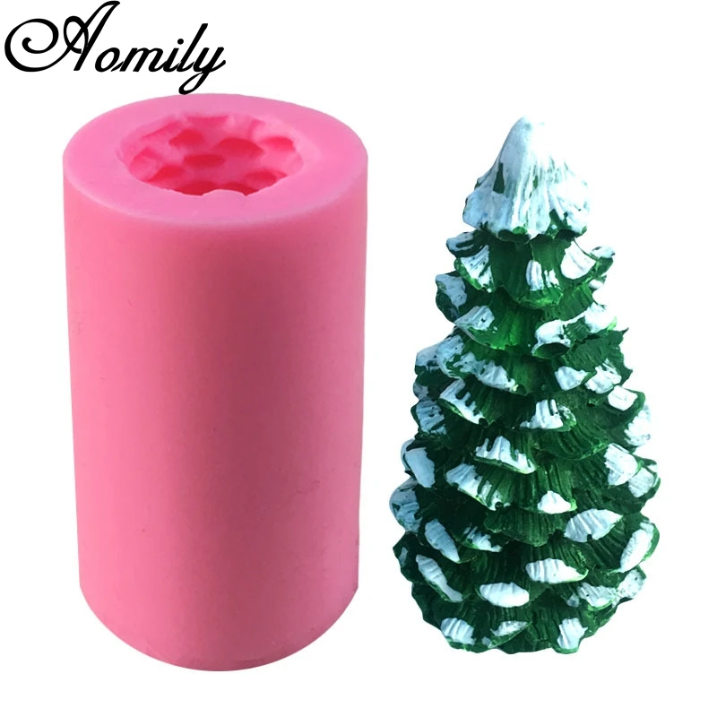 Aomily силиконовая 3D Рождественская елка помадка форма свеча инструмент для