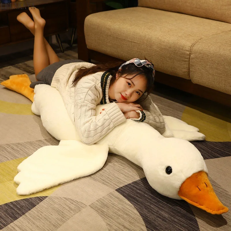 

INS Big White Goose Doll Lying Duck Plush Toy 50-130cm Huge Size Stuffed Animal Doll Kids Toys Soft Cushion Baby Sleeping Pillow