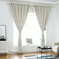 100x250cm double layer curtain meteor star eyelet drapes window panel yarn curtain hollow tulle curtain for bedroom living room