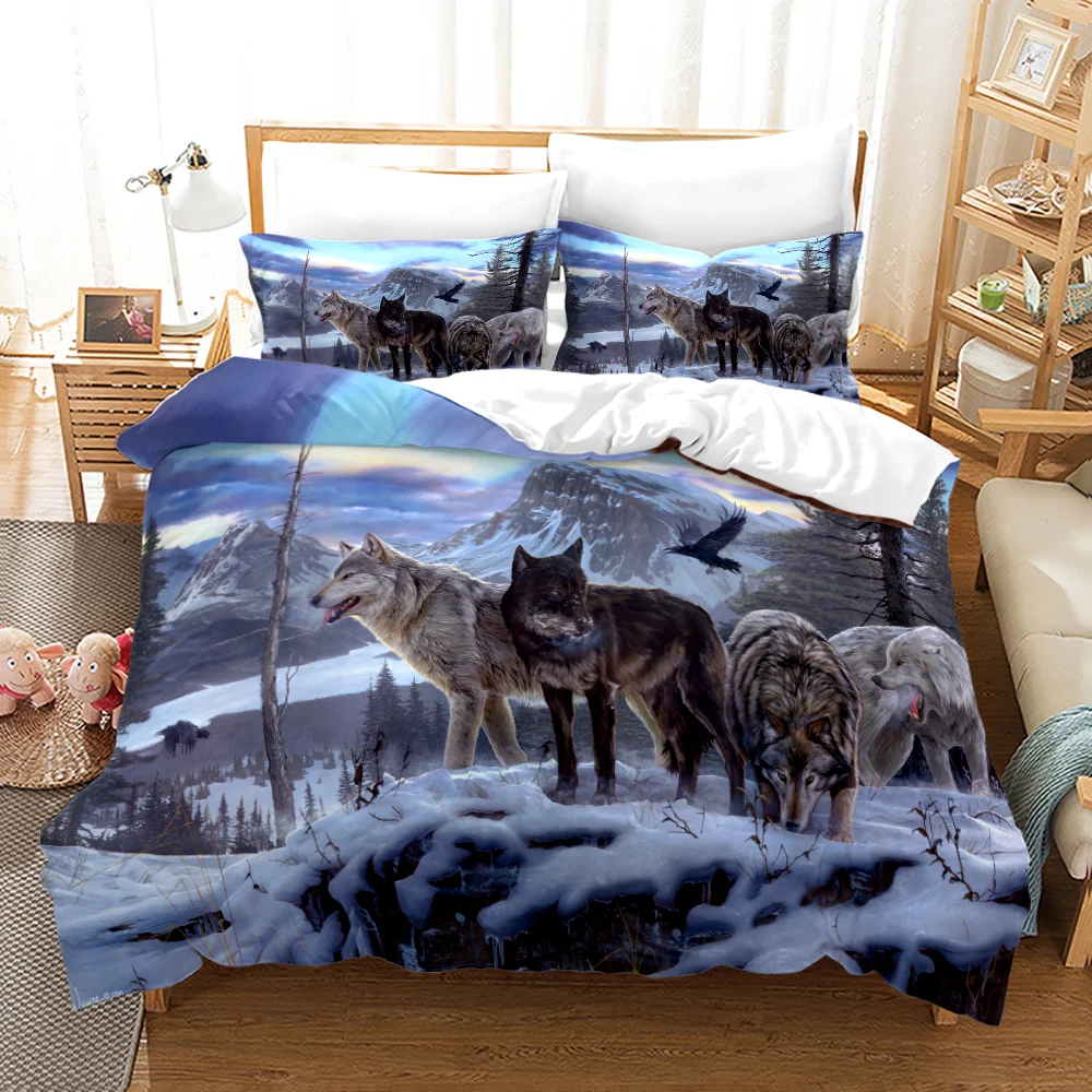 

Wolf Bedding Set Single Twin Full Queen King Size Animal Wolf Bed Set Adult Kid Bedroom Duvetcover Sets 3D Design bed sheets
