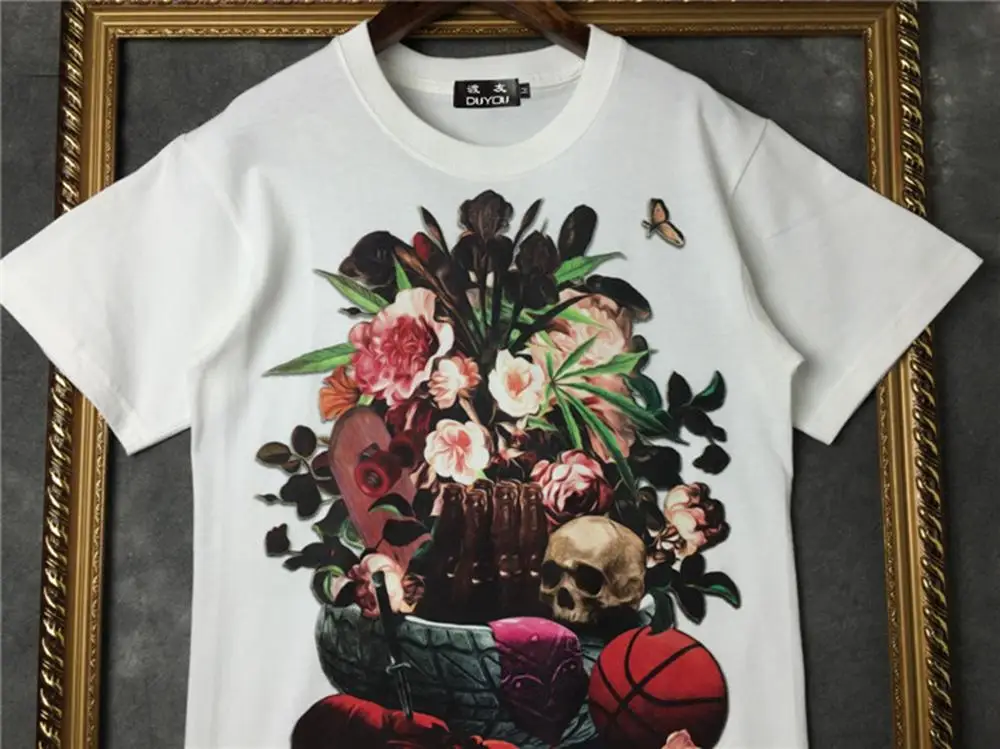 Футболка DUYOU с принтом черепа баскетбольной шины модная летняя повседневная