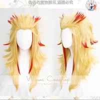 demon slayer kimetsu no yaiba rengoku kyoujurou wig cosplay costume heat resistant hair men women role play wigs wig cap
